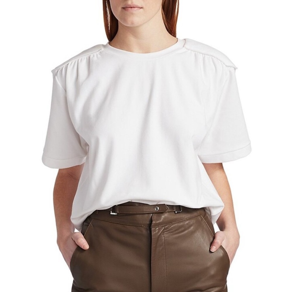 REMAIN Birger Christensen Nwt US 4 (EU 36) Padded Shoulder T-Shirt Vanilla Ice